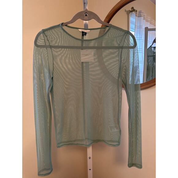 American Eagle Sheer Mesh Long Sleeve Top – Mint Green (M) - Picture 5 of 5